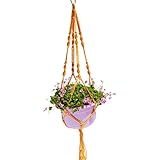BESTOMZ マクラメ 植物 観葉植物ハンガー 庭 天井 ベランダ飾り（イエロー）