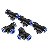 5本入り 空気圧 ティーコネクタ プッシュイン式 継手 水ホースチューブ T-ジャンクション エアー PE14 14mm