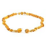 Baltic Amber Teething Necklace - Handmade in Lithuania - Lab-Tested Authentic - Comes with Silicone 