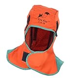 Fenteer 難燃性　保護具　溶接面　頭巾　溶接ネック　溶接ヘッドカバー　安全　溶接頭巾　洗濯可能　ヘルメット用　ブルー＆オレンジ　 - オレンジ