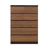 ルキス ハイチェスト 幅80cm 5段 (ブラウン)