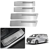 Auto Spec トヨタ 新型アルファード/ヴェルファイア40系 サイドステップ スカッフプレート スカッフプロテクトシート 4代目 2023年6月-現行 インナースカッフプレート 保護パーツ 汚れ防止 傷防止 専用設計 アクセサリー 装着簡単 カスタムパーツ(シルバーヘアライン)