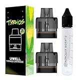 交換用カートリッジ for ユーウェル TYPHOS POD Kit 2個入り |タイフォス 交換用カートリッジ|CoreShield構造|デュアルメッシュ|FlavorKitchen目盛付きボトル付き (0.6Ω)