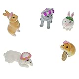 Perfk 樹脂　庭の装飾　ミニチュア　ドールハウス　全13種選択　マイクロ風景置物　盆栽　インテリア　耐久性 - 5匹の動物