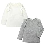 (グレー/95cm) ベビー服 女の子 Tシャツ 長袖 mia mail ミアメール フライス 肩フリル 女児 ベビー