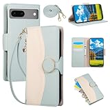 Mldjomid 用の グーグル ピクセル7a ケース 手帳型 For Google Pixel 7a スマホケース ショルダー Pixel7a 用 ケース手帳型 ピクセル7a 携帯カバー SIMフリー docomo au SoftBank 6.1インチ対応 Google Pixel 7a 手帳型ケース 財布型 小銭入れ マグネット式 カード収納 スタンド機能 手首/肩掛けストラップ付 (ブルー)