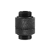 Richer-R　G1/4水冷アダプター　黄銅G1/4スレッド360度ロータリーチューブアダプター　コンピューター水冷却システムブラックシルバーに対応(ブラック)