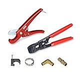 PEXFLOW pxkt12 Pex配管キット – CRIMPERツールロックフック付き、カッターツールwith Carryingケース、鉛フリー真鍮Barbed 1 / 2 "エルボ& 1 / 2 
