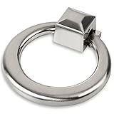 Southern Hills Brushed Nickel Ring Pulls, Pack of 5 Nickel Drawer Pulls, Cabinet Door Pulls, Cabinet