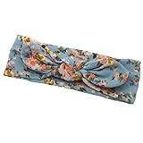 ベビーヘアバンド やわらか花柄 リボンターバン(ブルー)baby girl accessories(ベイビーアクセサリーズ)