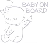 Girl Baby On Boardポインティング反射車/トラック/アルコールのパッドの~サイズ6.25 " X 5.5 " ~ Madeビニールデカールステッカー