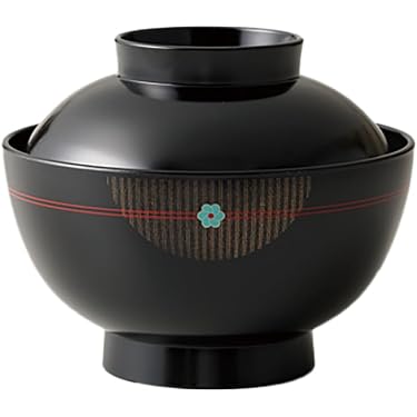 煮物椀 三羽鶴見返し松葉蒔絵 丸型 黒塗 漆塗 5客