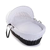 Clair de Lune Vintage Charcoal Wicker Moses Basket (White) by Clair de Lune