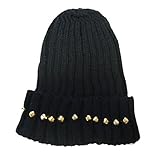 ( YUNA ） ユナ キッズ ボーイズ ガールズ　スタッズ リブ編み ベーシック　ニット帽　48～58cm くらい まで　( ブラック ) ニット帽 キッズ ビーニー ベビー キャップ ニット帽子 