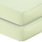 ベビーベッド用ボックスシーツ サテンのような肌触り 綿100% 2枚組 (無地グリーン) [並行輸入品]