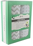 Crib Sheet Set 2 Pack 100% Jersey Cotton for Baby Girl and Baby Boy by Ely's & Co. - Grey Chevron an