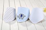 [u-nest] 100％コットン 赤ちゃんのトライアングル よだれかけ ボダン式 可愛いビブ 男の子向け 出産祝い(3枚組セット) (ゾウ)
