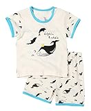 【あるこんたるこん】オーガニックコットン ベビー ルームウェア ホエールドル 男の子 春夏 3分袖 キッズ ジュニア パジャマ 上下セット 90-140 (110)