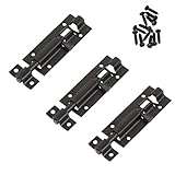 lewu 丸落し ステンレス スチール 食器棚ラッチ ゲイツボルト 3枚セット ネジ入れ 黒 (75x30mm)