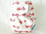 Kawaii Mom Label Minky Bamboo Charcoal One Size Pocket Diaper, Bicycle by Kawaii