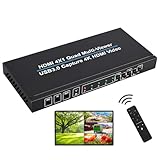 キャプチャー機能付きHDMI画面分割切替器 4入力1出力 4K 超 映像出力 ビデオキャプチャー 画面分割表示しながら録画＆ライブ配信 リモコン遠隔操作可能 日本語取説付き
