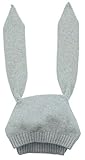 (コ-ランド) Co-land ベビー帽子 新生児ハット ニット帽子 子供用キャップ 耳付き ウサギ造型 女の子 男の子 耳あて 防寒 赤ちゃん キッズ 幼児 お出かけ グレー