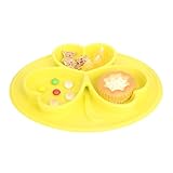 子供用　　お食事マット　　ベビーの食器　　水洗い　赤ちゃん　洗える　ランチョンマット　　吸盤付き 安全シリコン素材　かわいい三つ葉の形　食器 (イエロー)