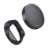 スクエアメタルレンズフード レンズキャップ付き Voigtlander 35mm f2 VM Lens,35mm f2.5,28 f2 IIに対応 LH-12を置き換える (黒)