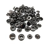 バネホック 10ｍｍ ブラックシルバー 50組 金具 ボタン レザークラフト ハンドメイド (シルバーブラック50組)