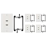 BUYER'S POINT HDMIウォールプレート UL規格認定取得済み 2ポート HDMI 2.0 6インチピグテール2個付き 取り付けブラケット付属 イーサネットと4Kビデオ対応 ホームシアターに最適 (ホワイト) 5個パック