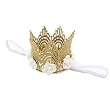 Tonsee ベビー ガールズ ヘッドバンド 可愛い フラワー クラウン ヘアバンド ストレッチ 髪飾り (ホワイト)