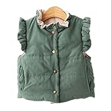 Candykids 使える オシャレ女児 コットンベスト キルティング ダウンジャケット 秋冬 子供服　キッズ　アウター　中綿 厚手　暖かい (120cm, グリーン)
