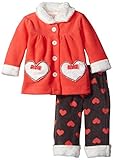 Little Lass Baby Girls' 2 Piece Polar Fleece Set Hearts Calypso Coral 6-9 Months [並行輸入品]