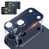 AUNEOS iPhone 17 Pro 用 カメラフィルム カメラ保護【2025新登場·アルミ合金＋10H強化ガラス製】いPhone 17 Pro 対応 カメラフィルム ぴったりフィット 一体感 耐衝撃 高透過率 防滴 防塵 貼り付け簡単 露出オーバー防止 アイフォン 17 プロ プラス カメラカバー 2枚セット (ブディープブルー, iPhone 17 Pro)
