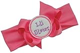 Little Sisterベビーヘアバンドwith Grosgrain Bow and刺繍フェルトアップリケFits新生児に1年