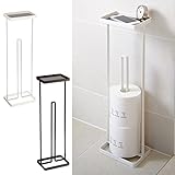トイレ収納 ペーパー収納 ホルダー トイレットペーパーホルダー トレイ付きトイレットペーパースタンド タワー TOWER ホワイト ブラック 全2色(ブラック)
