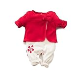 CHOUeTTe ベビー服 ロンパース 新生児～2歳半まで カーデガン風 ツーピース風 長袖 綿100% 可愛い 花柄 リボン ハート 出産祝い 誕生日プレゼントにもどうぞ 柄色サイズ多数 オリジナル