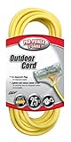 Coleman Cable 04187 12/3-Wire Gauge Multi-Outlet Vinyl Extension Cord with Lighted End, Yellow, 25-F