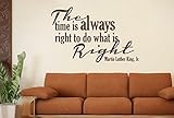 Martin Luther King Time Always Right To Do What Is Right壁ステッカー – Large (高さ57 cm x横幅90 cmグレー