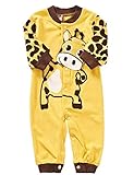 かわいい ベビー長袖 アニマル 乳牛 ロンパース (90(6-9ヶ月), 黄色)