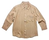 メロンワイン　フォーマルな雰囲気を漂わせるシンプルな長袖シャツ（濠Du）ベージュ 110cm