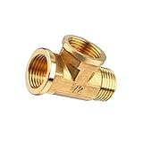 Fityle 1/2インチ　3ウェイ　50×33×20mm　厚い壁　T型　真鍮製継手パイプ　高品質　耐久性　低温抵抗　配管用部品　蛇口　水　燃料　ガスパイプライン　多場合適用