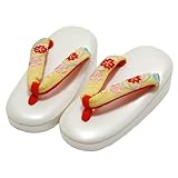 [ 京都きもの町 ] 3歳 刺繍 草履 三歳用 黄色× 花 刺繍 鼻緒 白台 履物 七五三 女児 草履 LYK-1黄