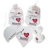 NEWBORN/0-3 MONTHS BABY BOY OR GIRL UNISEX SOFT TOUCH MUMMY/DADDY LOVES ME/I LOVE/I'M THE BEST BANDA