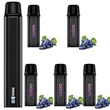 電子タバコ VAPE スターターキット カートリッジ 5本セット 25000回吸引 本体 POD LEDディスプレイ搭載 残量表示 使い捨て 使用簡単 メンソール入り 爆煙 禁煙 ベイプ コスパ ニコチン0 タール0 IM4型 TORIDO (巨峰*5+バッテリー*1（黒）)