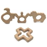 Kissteether 4pcs 手作りの木製のオーガニック安全なベビーおしゃぶりクラウンクロス羊リスペンダントオーガニックナチュラルブナ木製玩具ハンドカット動物DIY赤ちゃんのおしゃぶりの看護アクセ