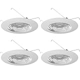 Four Bros FLP 6インチ フレネルガラスレンズ ホワイトプラスチックトリム 最大60ワット 湿気のある場所用 シャワー缶ライトトリム UL認証 4個パック