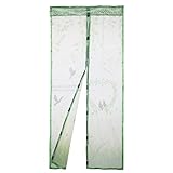 Demiawaking 210*90cm 自動式磁気カーテン 玄関網戸 防虫ネット 鳥と風景の柄 虫よけ 断熱 取付簡単 ソフト ガーゼ 折り畳み　 (グリーン)