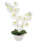 24 "ホワイト人工シルクOrchid Arrangement withセラミックポット、12頭リアルタッチ人工胡蝶蘭盆栽