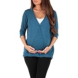 (マザービー) Mother Bee レディース クリスクロスマタニティ 授乳ラップチュニック Rags and Couture製 – 米国製 US サイズ: X-Large カラー: ブルー